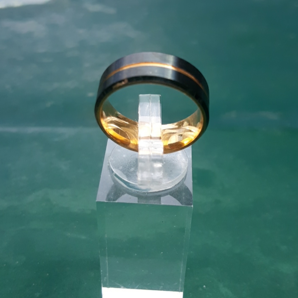 Gold and black tungsten steel Wedding Band
